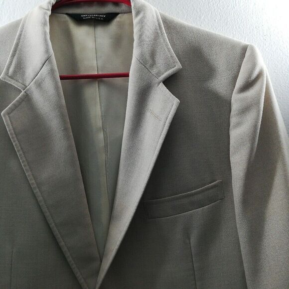 John Alexander Beige Convertible Collar 5 pocket 2-Button Suit Jacket - Picture 7 of 12